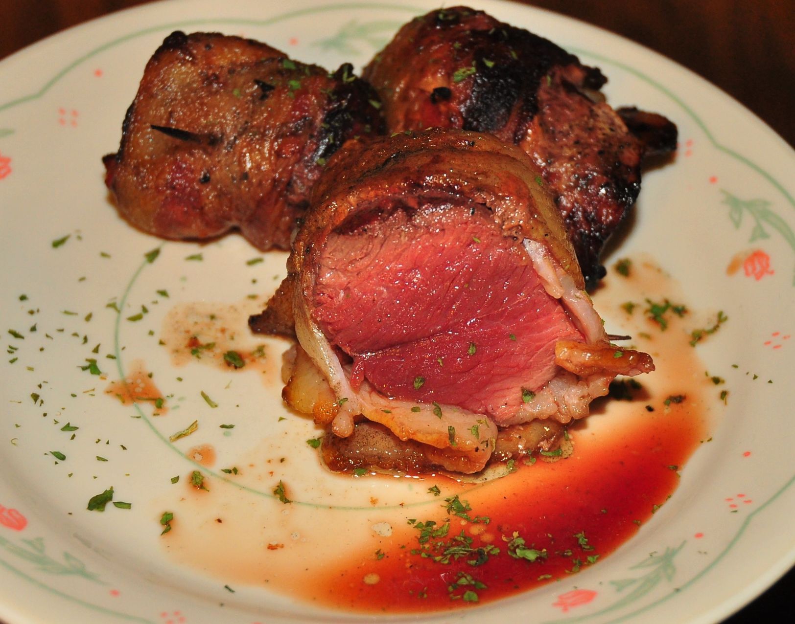 Bacon-wrapped goose kabobs